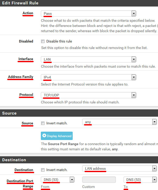 Firewall - Rules - DNS Redirect