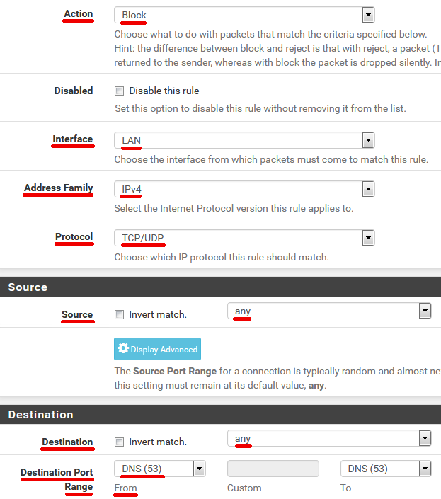 Firewall - Rules - DNS Block