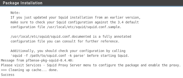 pfSense Package Squid Success