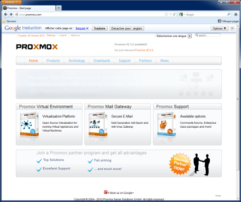 Site Internet de Proxmox