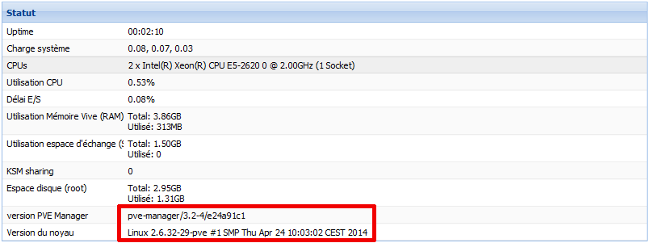 Mise à niveau Proxmox 2.3 vers 3.2