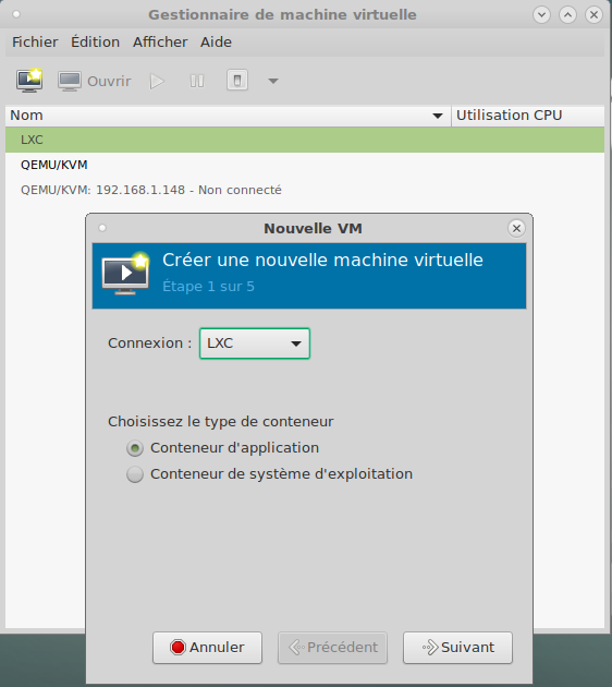 LXC Conteneur d'applications étape 1