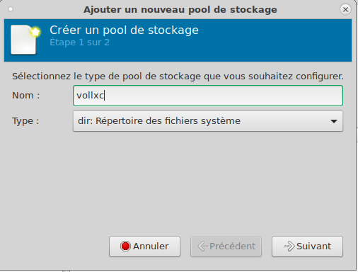 Ajouter un stockage étape 2