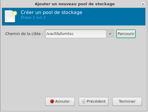 Ajouter un stockage étape 3