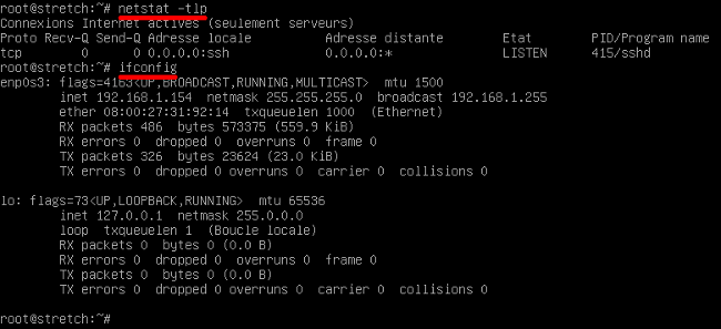 netstat et ifconfig