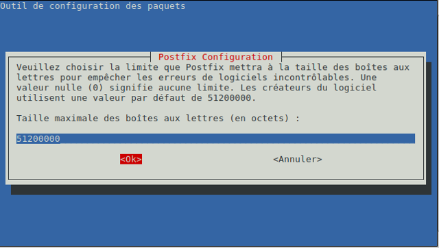 Postfix taille boîte aux lettres