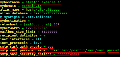 Postfix Fichier [/etc/postfix/main.cf]