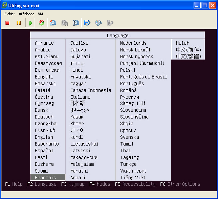 CentOS - Fenêtre language