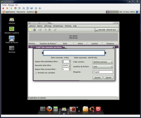 GParted Nouvelle partition