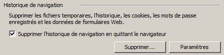 Internet Explorer Historique de navigation