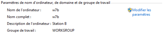 Paramètres de nom d'ordinateur, de domaine, ...