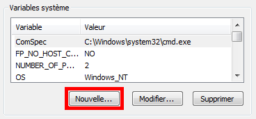 Variables système Windows 7