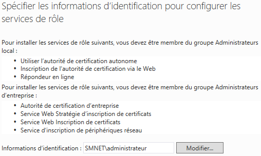 Informations d'identification