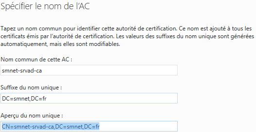 Nom de l'AC