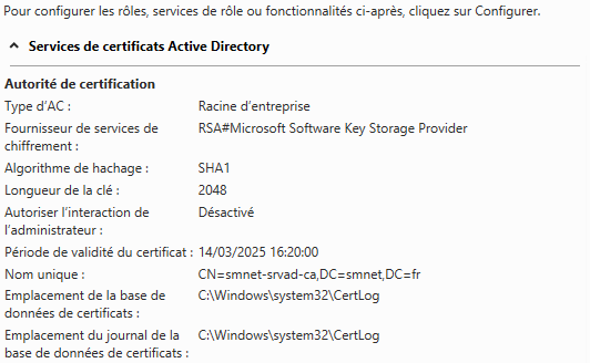 Services de certificats Active Directory