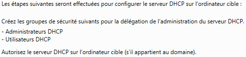 Étapes de configuration du serveur DHCP