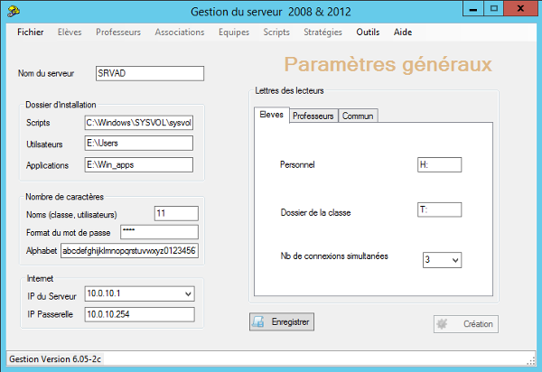 Gestion 6 Paramètres généraux