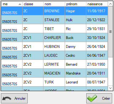 Gestion 6 Créer les Élèves