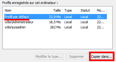 Profils enregistrés sur la station Windows 8.x