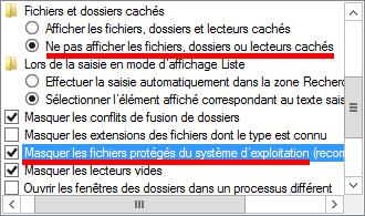 Dossiers et fichiers cachés