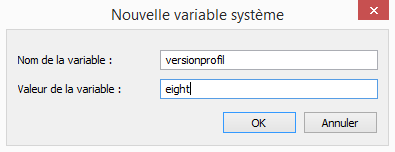 Nouvelle variable système Windows 8.x