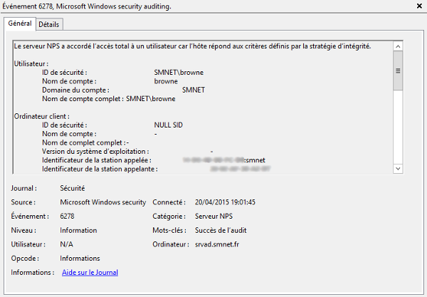 Journal de sécurité Compte Browne
