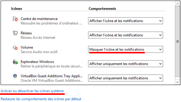 Windows Server 2012 R2 - Icônes et comportements