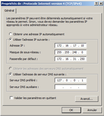 Propriétés de : Protocole Internet version 4 (TCP/IPv4)