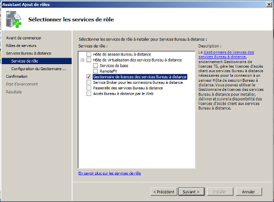 Gestionnaire de licences des servics Bureau à distance