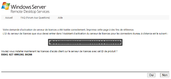 Windows Server - ID du serveur de licences