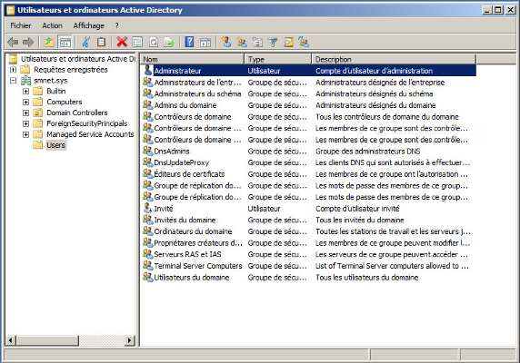 Utilisateurs et ordinateurs Active Directory