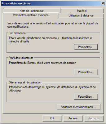 Ordinateur - Propriétés système