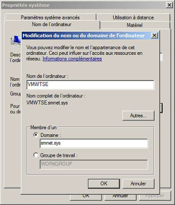 Modification du nom ou du domaine de l'ordinateur