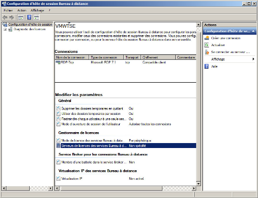 Configuration d'hôte de session Bureau à distance