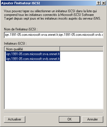 Serveur SAN Initiateurs iSCSI