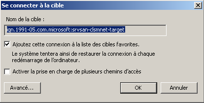 Serveur A Se connecter à une cible iSCSI