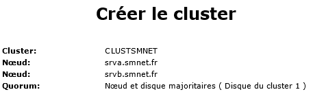 Serveurs A Cluster création