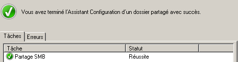 Serveurs A Assistant configuration dossier partagé fin