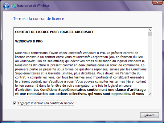 Windows 8 - Contrat de licence