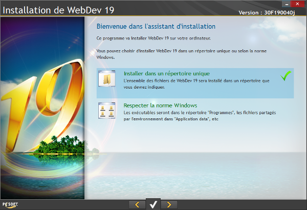 Installation de WebDev 19 - Destination