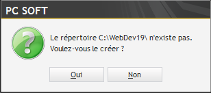 Installation de WebDev 19 - Création du répertoire