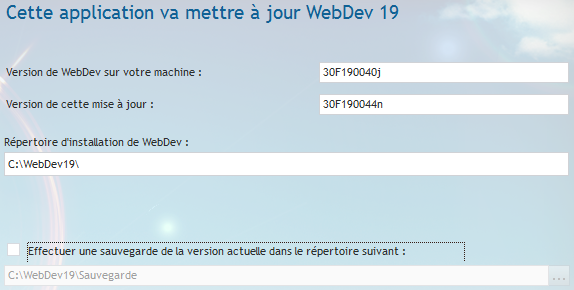 Installation de WebDev 19 - Mise à jour