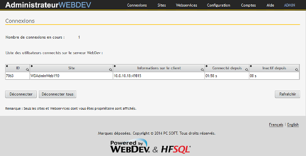 Administrateur WebDev Connexions