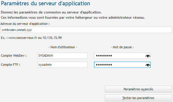 Paramètres du serveur d'application (CentOS 6)