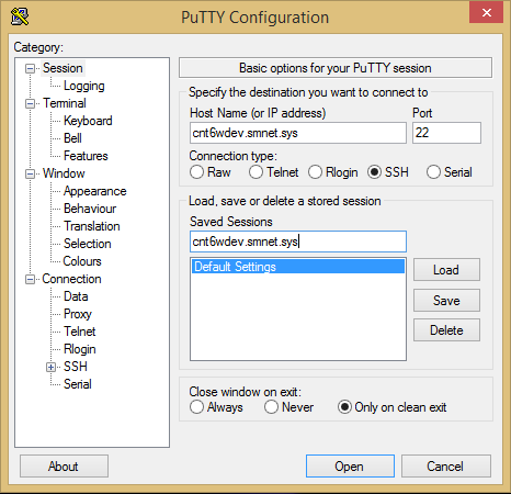 PuTTY Configuration