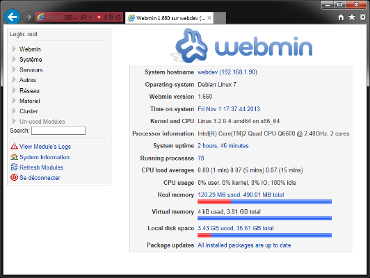 Webmin - Interface d'administration