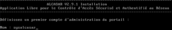 Alcasar Installation Compte d'administration du portail
