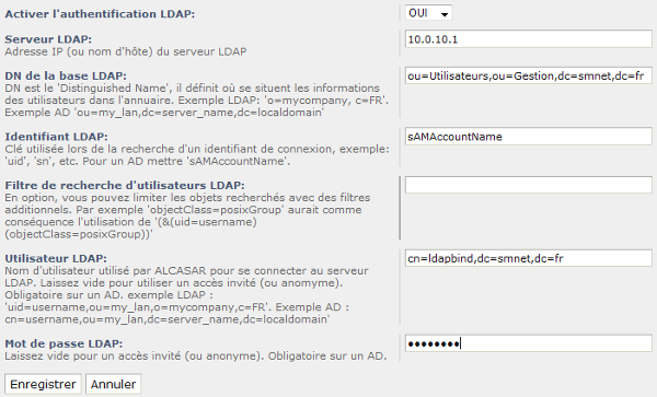 Alcasar Authentification LDAP