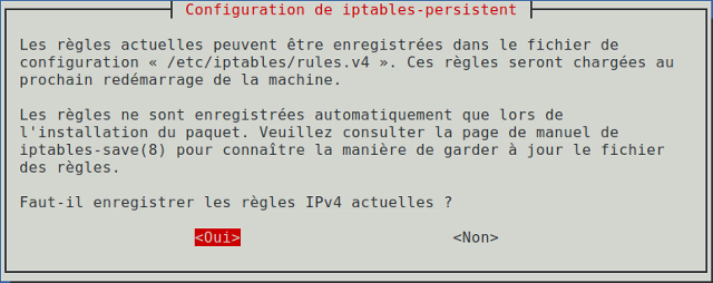 Configuration de iptables-persistent