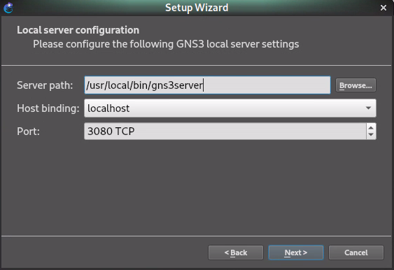 GNS3 Local server configuration
